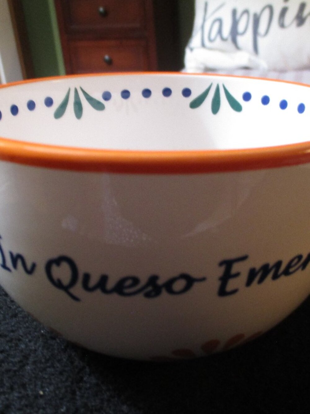 Decorated Ceramic Bowl in Queso Emergency NEW